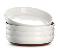DOWAN Grandi Ciotole per Pasta, Piatti in Ceramica da 9,75", Set di 4 Piatti, Stoviglie da Cucina in stoneware moderno,Vaniglia Bianca