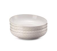 DOWAN Piatti Fondi Profondi, 1660 ml Ciotole per Pasta Grandi, Φ25.2 cm Insalatiera Larga e Profonda per Cucina, Piatto da Portata in Gres Goffrato per Frutta | Set di 4, Vintage Bianco