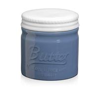 DOWAN Porta Burro - Burriera Francese in Ceramica con Coperchio - Portaburro Porcellana per Burro Morbido e Spalmabile - Foschia Blu