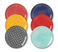 DOWAN Set di 6 piatti in ceramica da 25,4 cm, set di piatti per insalata di pasta in porcellana, piatti per cene, feste, Natale, resistenti e grandi