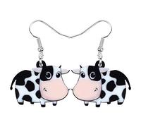 DOWAY Acrilico Carino Cartoon Mucca Stampa Orecchini Dairy Bestiame ciondola Fattoria Animali Gioielli per le Donne Mucca Fascino Regali, Acrilico, Nessuna pietra preziosa