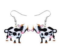 DOWAY Acrilico Carino Cartoon Mucca Stampa Orecchini Dairy Bestiame ciondola Fattoria Animali Gioielli per le Donne Mucca Fascino Regali, Acrilico, Nessuna pietra preziosa