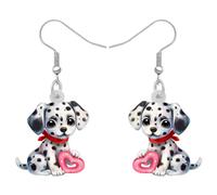 DOWAY Acrilico Carino Dalmata Cane Orecchini Pendenti Cucciolo Gioielli Amante del Cane Regali per le Donne Ragazze Mamma Proprietari di Animali Domestici (Nero)