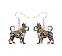 DOWAY Acrilico Carino Pit Bull Cane Orecchini Boho Floreale Stampa Appeso Boho Gioielli Boho Pitbull Regali per Gli Amanti dei Cani Donne Ragazze Mamma, M, Acrilico Acciaio inossidabile, Nessuna