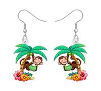 DOWAY Acrilico Divertente Holiday Cocco Scimmia Orecchini Ciondolo Palma Hawaiian Orecchini per Donne Ragazze Mamma Estate Spiaggia Gioielli Vacanza Accessori, M, Acrilico, Nessuna pietra preziosa