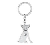 DOWAY Carino Chihuahua Husky Corgi Portachiavi Anello Cavalier King Charles Labrador Cane Stuff Regali per le Donne Auto Chiavi Accessori, Chihuahua placcato argento, W2L2