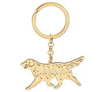 DOWAY Carino In Acciaio Inox Cane Mamma Regali Cane Portachiavi Anello Oro 18K Accessori Per Animali Domestici Per Le Donne Ragazze Amanti Del Cane Auto Key Charms, Golden Retriever placcato oro, W2L2
