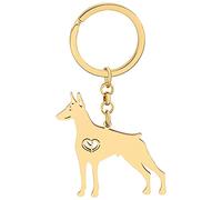 DOWAY Carino In Acciaio Inox Cane Mamma Regali Cane Portachiavi Anello Oro 18K Accessori Per Animali Domestici Per Le Donne Ragazze Amanti Del Cane Auto Key Charms, Doberman Pinscher placcato oro,