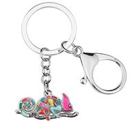 DOWAY Carino Lucertola Geco Portachiavi Smalto per Donna Ragazza Bambina Borseregalo (Camaleonte Fuscia)
