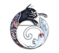 DOWAY Carino Smalto Gatto Spilla perni Floreale Gatto Regali per Le Signore Donna Ragazza Bambina Moda Cat Gioielli Charms (Ombra)