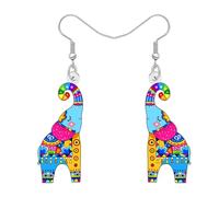 DOWAY Divertente elefante orecchini acrilico boho floreale stampa penzolare gioielli bohemian elefanti regali per donne ragazze amanti degli animali mamma, M, Acrilico, Nessuna pietra preziosa