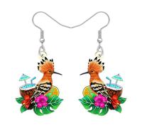 DOWAY Divertenti vacanze a forma di uccello, orecchini in acrilico con palma di cocco, foglia di fiore, design estivo, spiaggia, gioielli hawaiani, per donne, ragazze, mamma, M, Acrilico, Nessuna