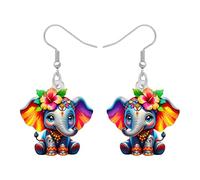DOWAY Fiori acrilici africani elefante orecchini pendolari, gioielli animati anime africani animali orecchini boho elefanti regali per le donne amanti della natura, M, Acrilico, Nessuna pietra