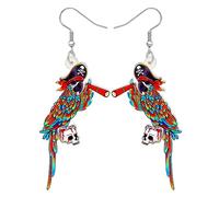 DOWAY Graziosi orecchini pendenti in acrilico a forma di pappagallo, Jimmy Buffett, accessori per donne e ragazze, regali estivi con animali, Medio, Acrilico, Nessuna pietra preziosa