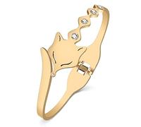 DOWAY Grazioso braccialetto in acciaio inox con volpe placcato oro 18 carati Fox Stuff gioielli decorazione regali volpi ciondoli accessori per donne ragazze, Medium, Acciaio inossidabile, Strass