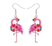 DOWAY Orecchini in acrilico rosa fenicottero cocktail vetro ciondola Margarita gioielli tropicali fenicottero regali per donne mamme amanti degli uccelli, Medio, Acrilico, Nessuna pietra preziosa