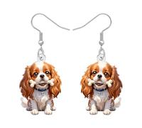 DOWAY Orecchini pendenti in acrilico carino Cavalier King Charles Spaniel con ciondolo a forma di cucciolo, gioielli per amanti dei cani, regali per donne, mamma, proprietari di animali domestici, M