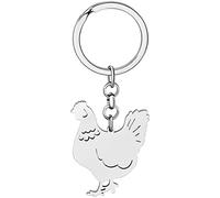 DOWAY Pollo Gallina Portachiavi Auto Ciondolo Borsa Cintura Decorazione per Le Signore Ragazza Bambina Regalo (Argento Acciaio Inox B)