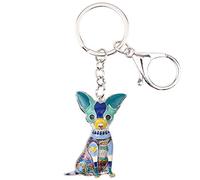 DOWAY Portachiavi Chihuahua smaltato, per donne e uomini, con ciondolo a forma di cane da compagnia per borsa o borsa regalo - blu -