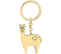 DOWAY Portachiavi in acciaio inox Alpaca Lama Anelli Lama Regali per Donne Ragazze Carino Lama Decor Borsa Accessori Auto Charms, Placcato oro 18 carati, W2L2