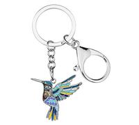 DOWAY Portachiavi smaltato con colibrì con strass e ciondolo a forma di uccello per donne e uomini borsa decorazione, Blu, M