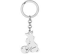 DOWAY Simpatico portachiavi a forma di volpe, in acciaio inossidabile, con ciondolo a forma di coda di volpe, regalo per donne, ragazze, animali, accessori per chiavi dell'auto (placcato argento A),