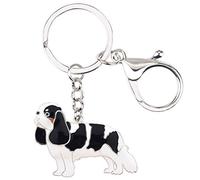 DOWAY Simpatico portachiavi con cane Cavalier King Charles Spaniel regalo di compleanno, creativo divertente kawaii animale festa gioielli (nero e bianco), Nero e bianco