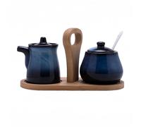 Dowbom Set di crema e zucchero giapponese per set da caffè, crema e zucchero, zuccheriera e set di lattiera, set da portata per caffè sfumato (A,3 set), DB-TG-017