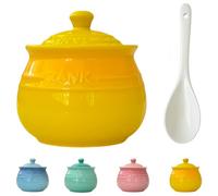 Dowbom Zuccheriera con coperchio e cucchiaio, barattolo colorato per zucchero, zuccheriera, contenitore per zucchero, zuccheriera (giallo, 250 ml)