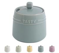 Dowbom Zuccheriera con coperchio e cucchiaio, zuccheriero, barattolo per conservazione, contenitore per zucchero (blu)