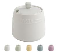 Dowbom Zuccheriera con coperchio e cucchiaio, zuccheriero, barattolo per conservazione, contenitore per zucchero (bianco)