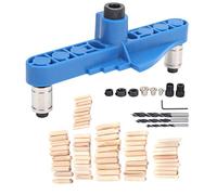 Doweling Jig Kit | 2 - in - 1 Hole Locator & Punch Guide for Woodworking | Adjustable Feet & Inch Scale for Precise Board Joining/Cabinet Making