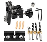 Doweling Jig Kit, 2023, kit 3 in 1 Pocket Hole Jig 8/10/15 mm Stencil per la Lavorazione Del Legno Foro Tascabile Kit di Attrezzi con Clip di Posizionamento Guida del Foro Regolabile