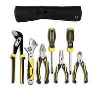 DOWELL Set di 7 pinze da 25,4 cm, pinze combinate regolabili da 20 cm, pinze combinate a becco lungo 15,2 cm, pinze da taglio diagonale, cacciaviti, kit di strumenti di manutenzione con custodia per