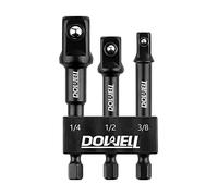 DOWELL Set di adattatori per bussole di grado a impatto, con supporto da 1/4", 3/8", 1/2", prolunga per punte da trapano a avvitatore ad alta velocità (3, 3 pollici)