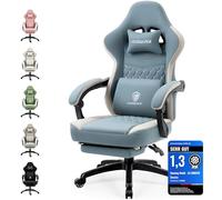 Dowinx - Sedia da gaming con imbottitura a molle insacchettate, in tessuto, con poggiapiedi, ergonomica, per PC, ufficio, capacità di carico: 150 kg, blu