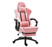 Dowinx Sedia da gaming, ergonomica, da ufficio, per PC, con supporto lombare, stile racing, in pelle PU, con poggiapiedi estraibile, grande