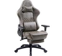 Dowinx Sedia da gaming, ergonomica, stile da corsa con massaggi, supporto lombare, poltrona da ufficio per computer, in pelle PU, con poggiapiedi retrattile, braccioli 4D