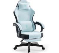 Dowinx Sedia da gaming in tessuto con cuscino primaverile, supporto lombare per ufficio, con poggiapiedi per adulti, ergonomica, grande e alta, per Office Gaming, Aqua
