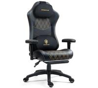 Dowinx - Sedia da gaming, sedia ergonomica da ufficio con funzione di massaggio e riscaldamento, cuscino a molle traspirante come su un divano, sedia PC regolabile con poggiapiedi, supporto per la