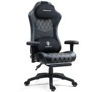 Dowinx - Sedia da gaming, sedia ergonomica per ufficio con funzione di massaggio e riscaldamento, cuscino a molle traspirante come su un divano, sedia PC regolabile con poggiapiedi, supporto per la