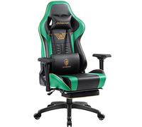 Dowinx Sedia da gioco con schienale alto, per computer con poggiapiedi, traspirante, trapuntata, in pelle PU, con braccioli 4D, ergonomica, con massaggio (verde)