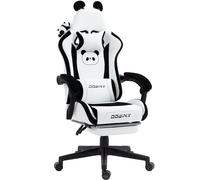 Dowinx Sedia da gioco - Sweet Panda Edition - Sedia ergonomica per computer con schienale alto e supporto lombare, in pelle PU, poggiapiedi, panda