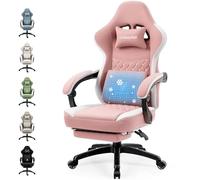 Dowinx Sedia Gaming con cuscinetto in gel e borse di Stoccaggio, Ampio Sedile Piatto Poltrona Gaming, Sedie Gaming Ergonomica con supporto lombare Sedia Game, rosa