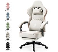 Dowinx Sedia Gaming con supporto lombare, Ampio Sedile Piatto Poltrona Gaming, Sedie Gaming Ergonomica con cuscinetto in gel e borse di stoccaggio Sedia Game, Beige