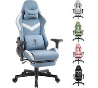 Dowinx Sedia Gaming da Ufficio con Supporto Massaggio Lombare, Tessuto Traspirante, Schienale Regolabile, Girevole con Poggiapiedi Blu