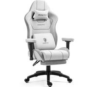 Dowinx Sedia Gaming in tessuto con cuscino a molle insacchettate, Sedia Gamer da gioco ergonomica con funzione massaggiante, sedia da ufficio PC grande e alta con poggiaperiedi XXL,grigio