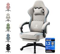 Dowinx Sedia Gaming in Tessuto con Cuscino a Molle, Poltrona Gamer Ergonomica Regolabile con Poggiatesta e Poggiapiedi, Sedia da Ufficio e Gaming Reclinabile Stile Racing, Grigio