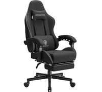Dowinx Sedia Gaming, Sedia da Ufficio in Tessuto con Cuscino a Molle, Sedia Gamer Regolabile in Tessuto con Supporto per Testa, Sedia Ergonomica da Ufficio con Poggiapiedi, Noir