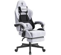 Dowinx Sedia Gaming, Sedia da Ufficio in Tessuto con Cuscino a Molle, Sedia Gamer Regolabile in Tessuto con Supporto per Testa, Sedia Ergonomica da Ufficio con Poggiapiedi, Noir et Gris